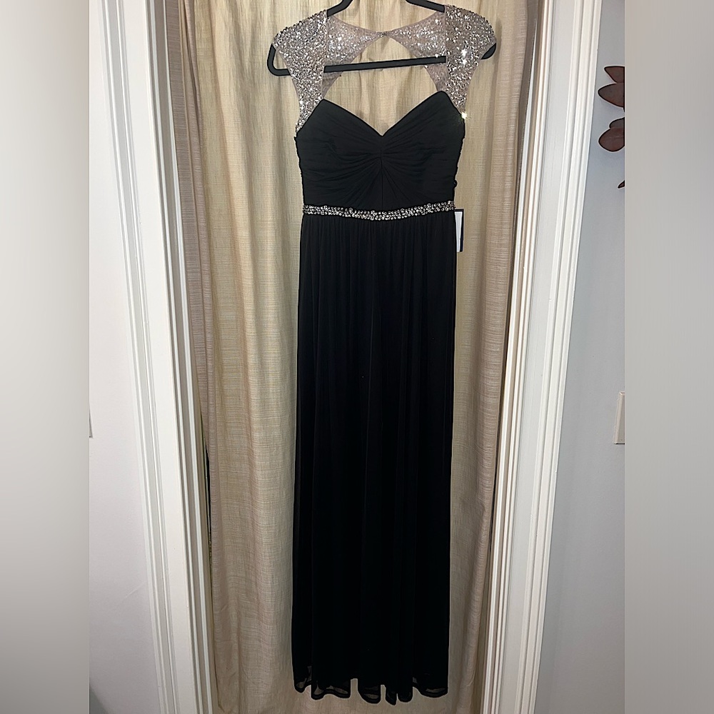 Adrianna Papell black formal dress with rhinestones, Size 2